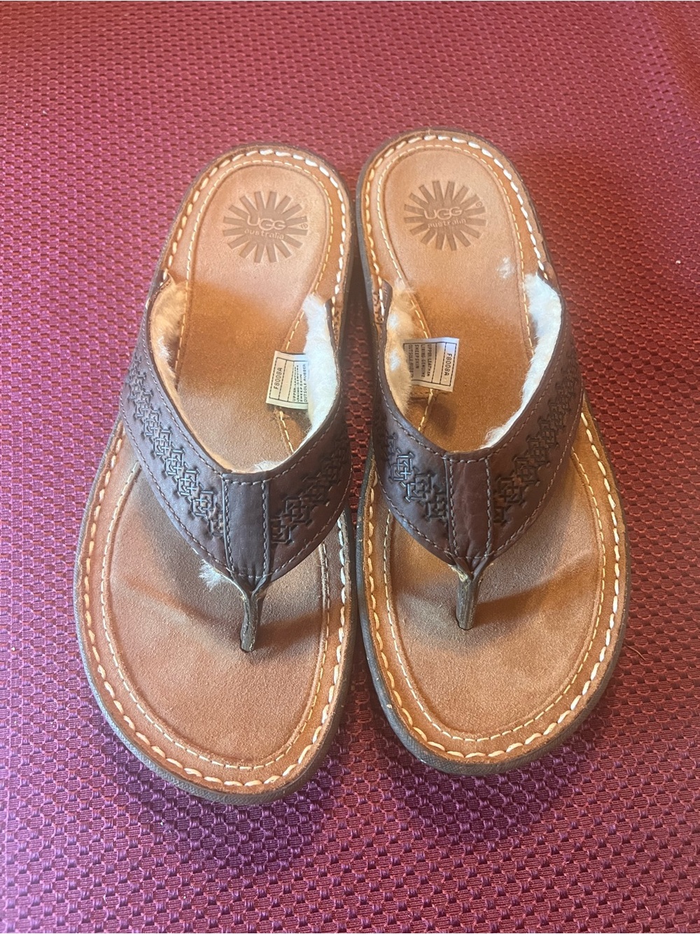 UGG Brown Leather Thong Sandals